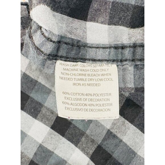 Mossy Oak Mens Black & Gray Plaid Short Sleeve Button-Up Shirt Size M - Picture 9 of 9